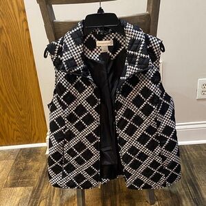Christopher & Banks Black and White Checkered Vest